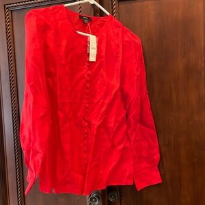 Red J Crew blouse.